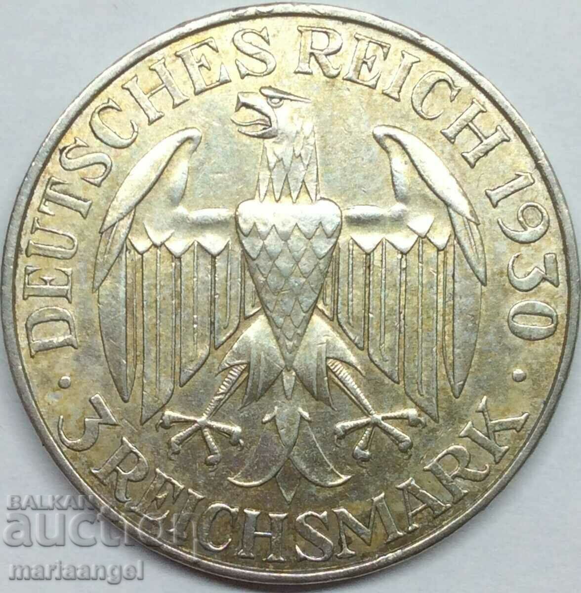 3 Timbre 1930 A German Zeppelin 3 Reich Gold PATINA