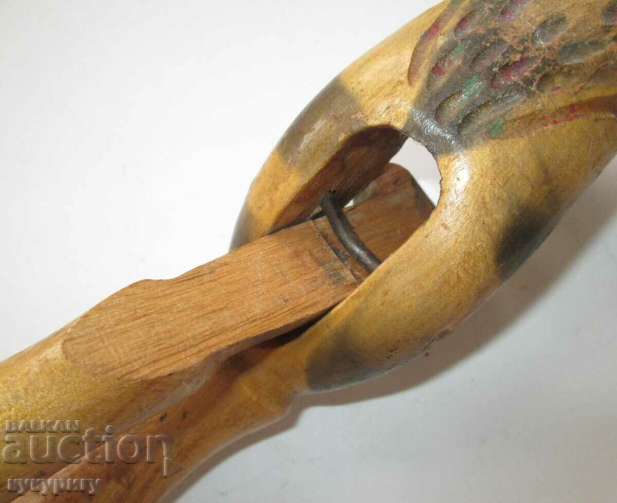 Old ethnic folklore - wooden nutcracker devil figure with price 55.00 BGN | € 28.12