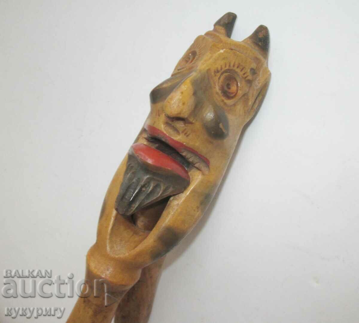 Old ethnic folklore - wooden nutcracker devil figure - 5