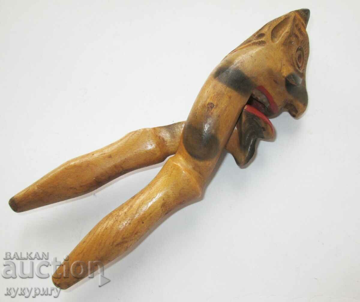 Old ethnic folklore - wooden nutcracker devil figure - 7