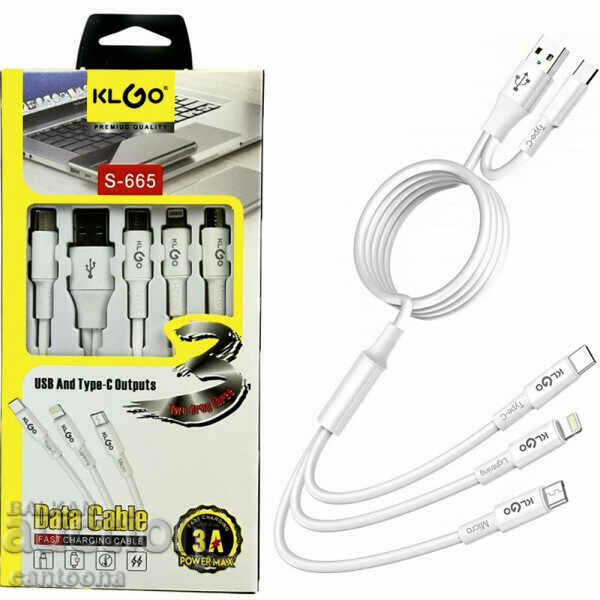 Кабел 4 в 1, USB и USB-C към MICRO USB,USB-C,lightinig