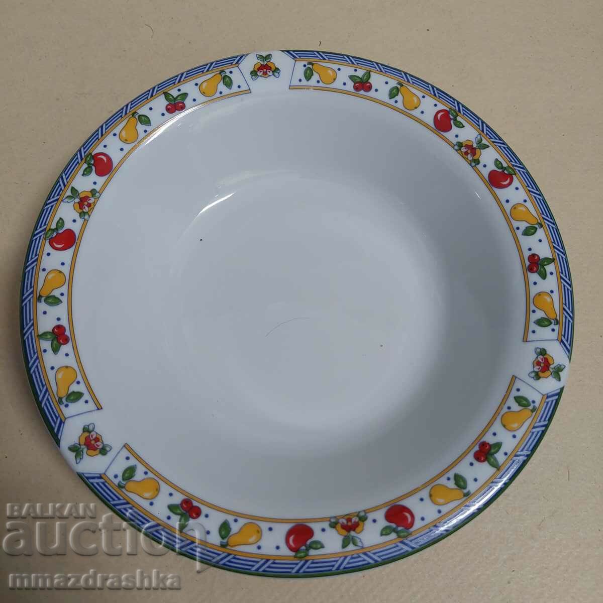 Deep porcelain plate