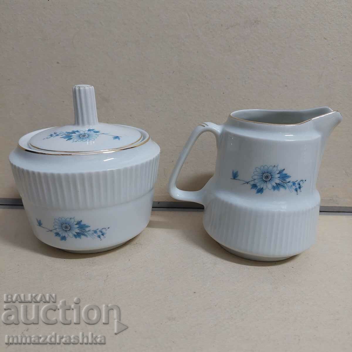 ISIS porcelain sugar bowl and jug