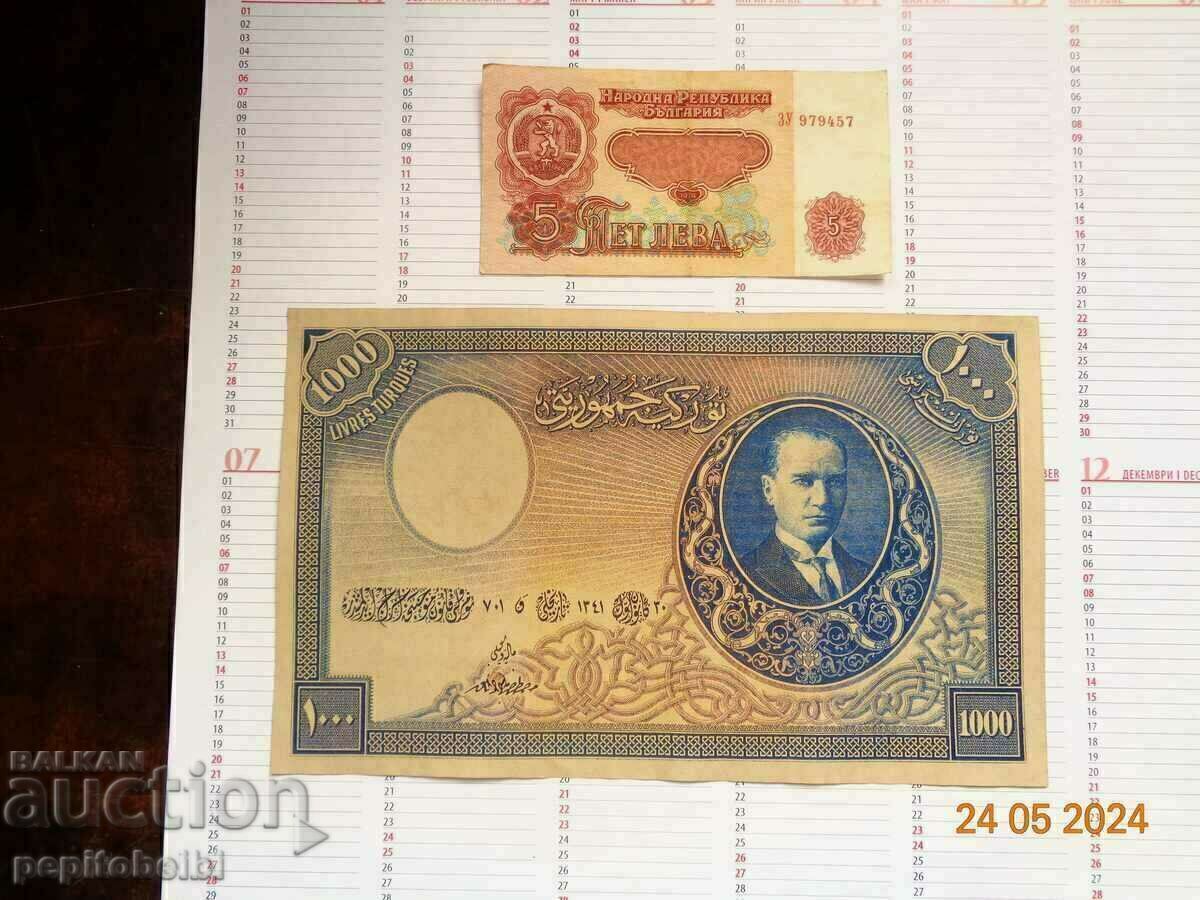Licitație 1000 lire Turcia 1930 rare..- bancnotele sunt Copii Licitație 1000 lire Turcia 1930 rare..- bancnotele sunt Copii