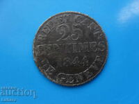 25 centimes 1844 Elveția Cantonul Geneva