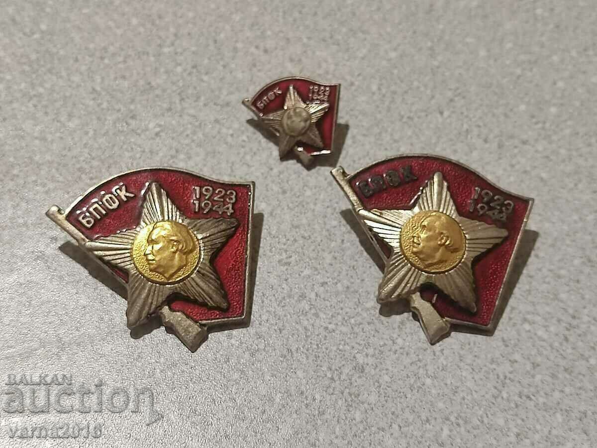 Badges "BPFC 1923 - 1944" enamel) - 3 pcs