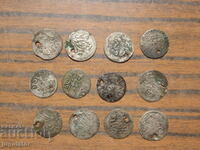 12 παλιά μικρά ασημένια νομίσματα για αναγεννησιακά κοσμήματα κοστουμιών