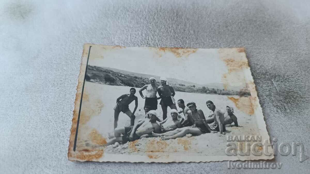 Photo Kardjali Young men in swimsuits by the dam 1940