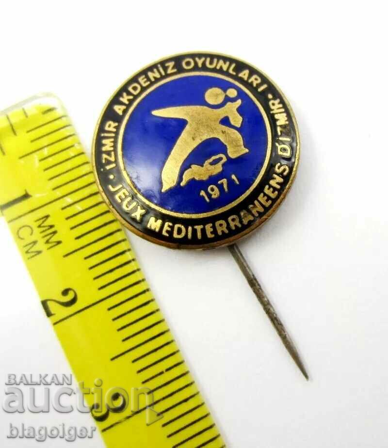 1971 Mediterranean Games in Izmir, Turkey - Official Badge with price 8.99 BGN | € 4.60
