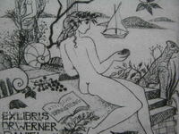 Engraving Bookplate Erotic Elfriede Weidenhaus ORIGINAL