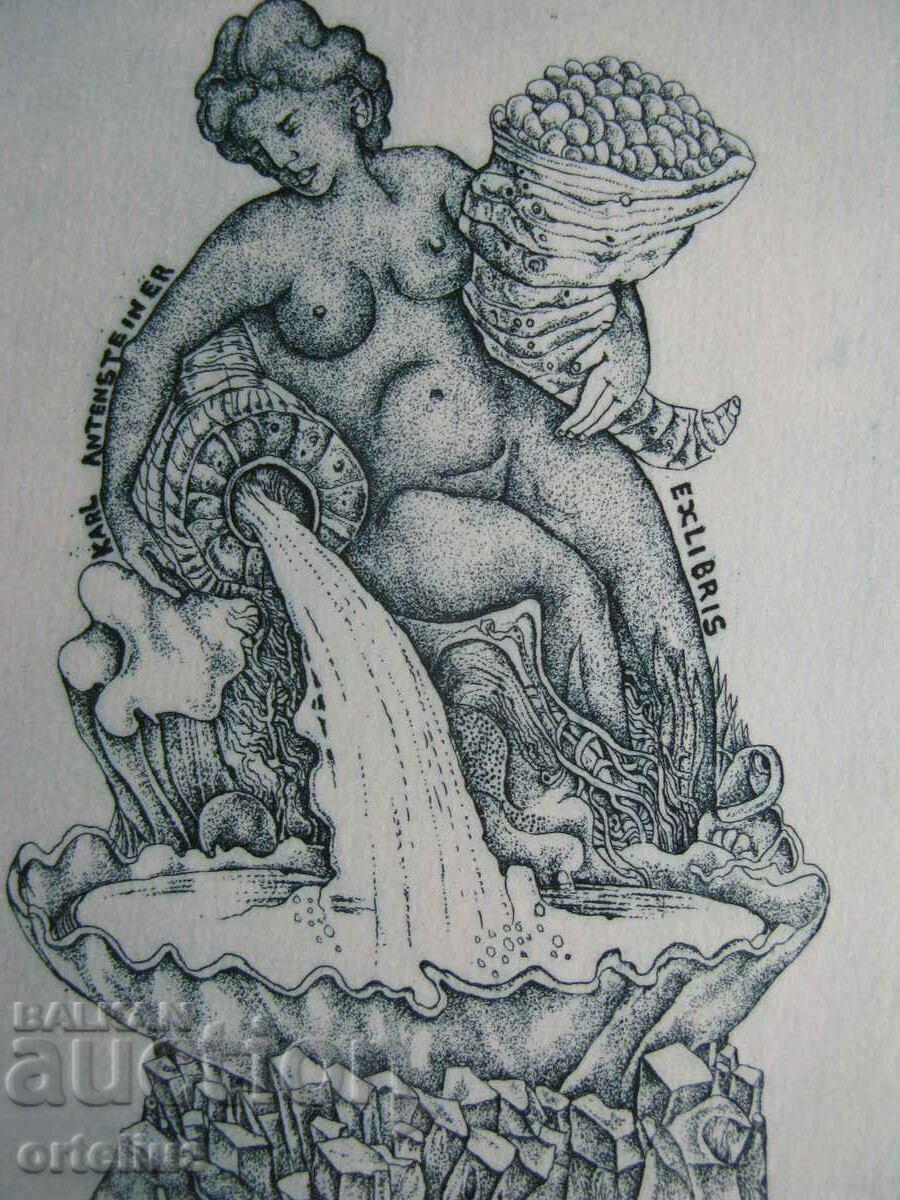 Engraving Bookplate Erotic Steenvoorden, A. ORIGINAL