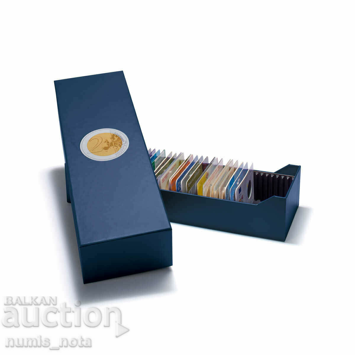 cutie pentru 40 de monede de 2 euro cu carduri Leuchtturm