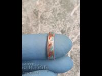 Silver ring Halka with Turquoise mosaic