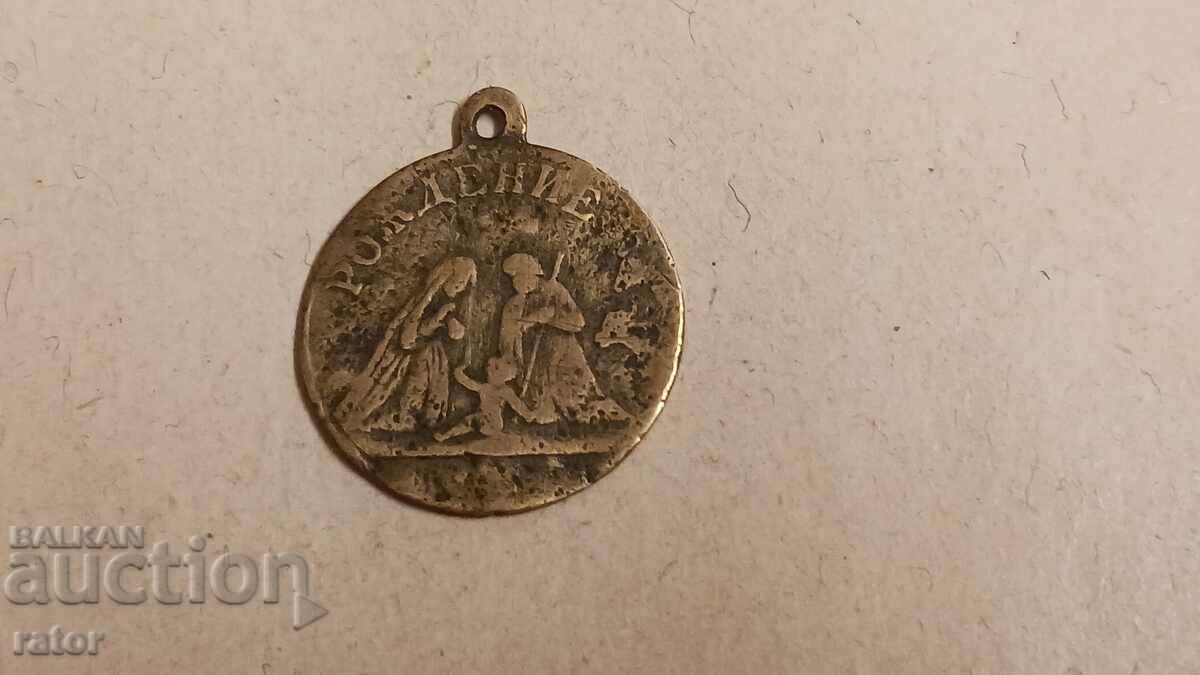 Antique medallion for birth and baptism - 100 years old