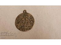 Antique medallion for birth and baptism - 100 years old