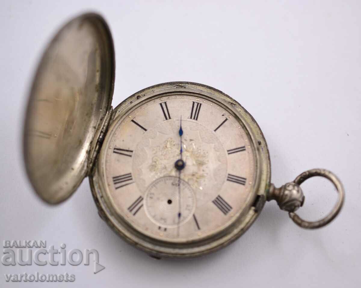 Старинен сребърен джобен часовник -  не работи