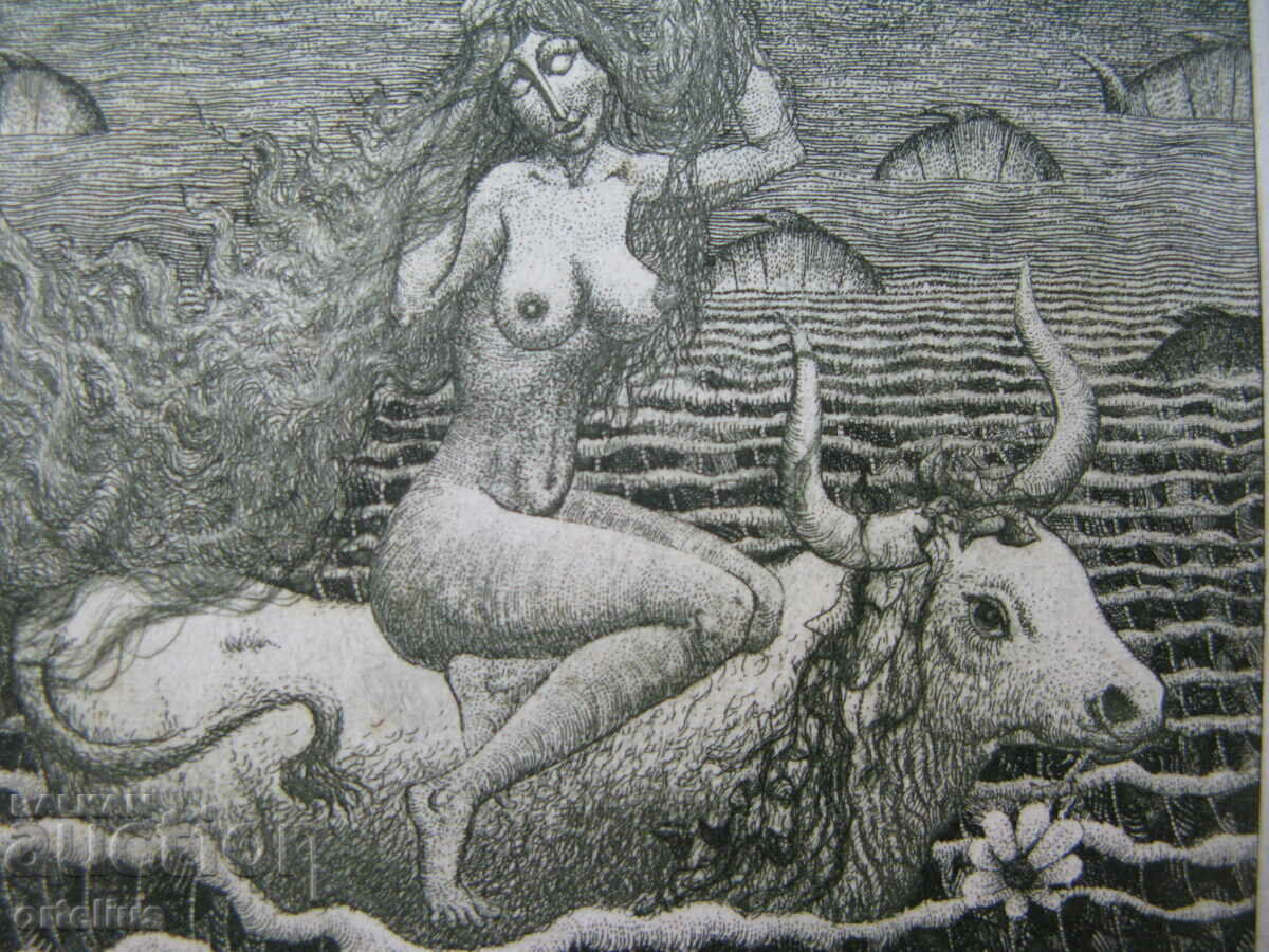 Engraving Bookplate Erotic The Abduction of Europe