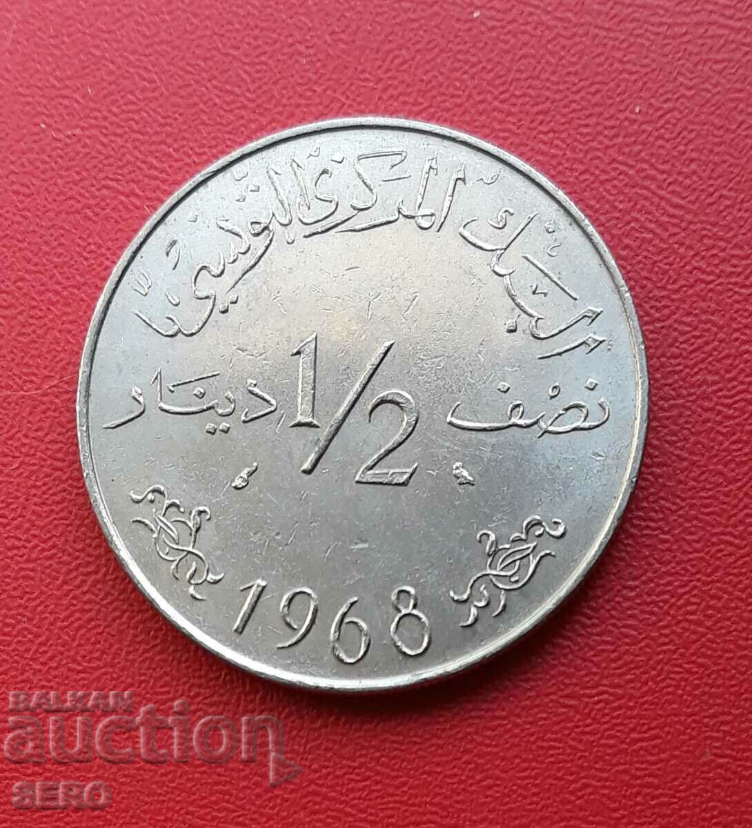 Tunisia - 1/2 dinar 1968 - baterie mică și rar