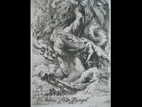11) Bookplate engraving Erotic Peter Hample