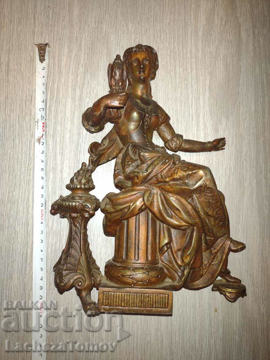 Frumoasa figura statueta Athena France metal vechi rara
