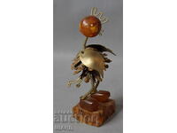 Old Russian figurine figurine made of amber Rooster