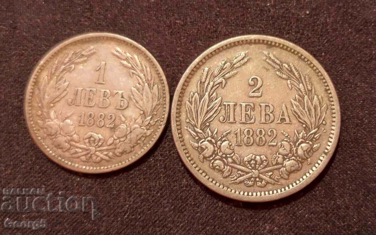 1 и 2 лева 1882година