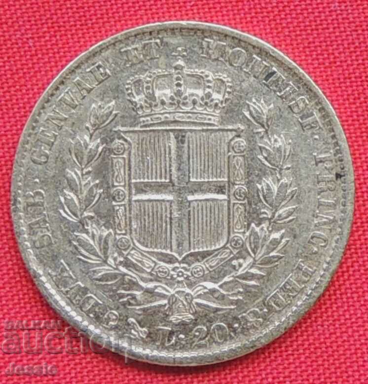 20 Lire 1841 Italy ( 20 лири Италия ) Genoa Carlo Alberto