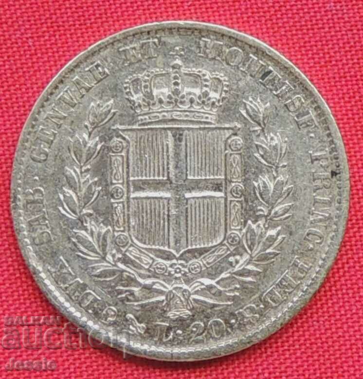 20 Lire 1841 Italia Genova Carlo Alberto