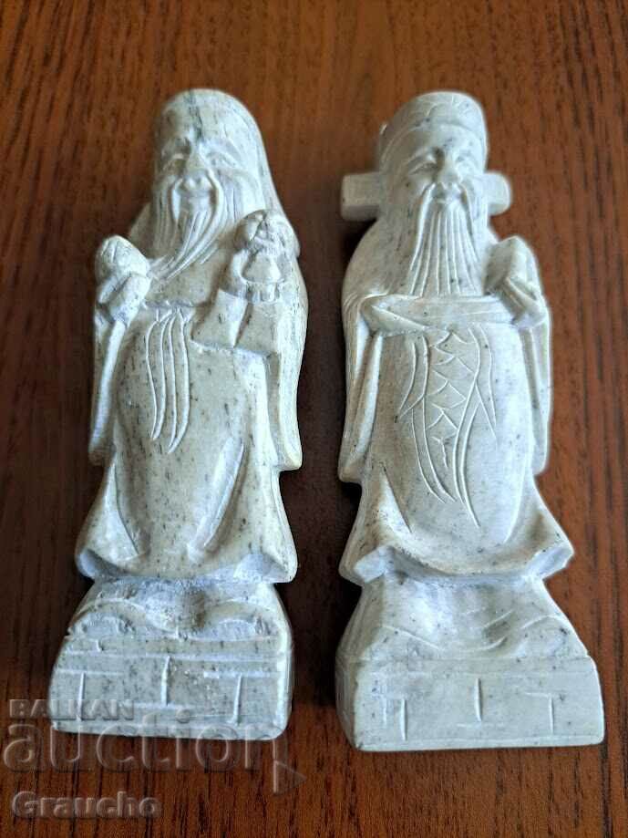 Ancient marble statuettes of Chinese deities