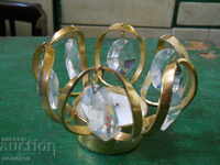 Gold-plated candle holder with crystal pendants "Weifurtner" Germany