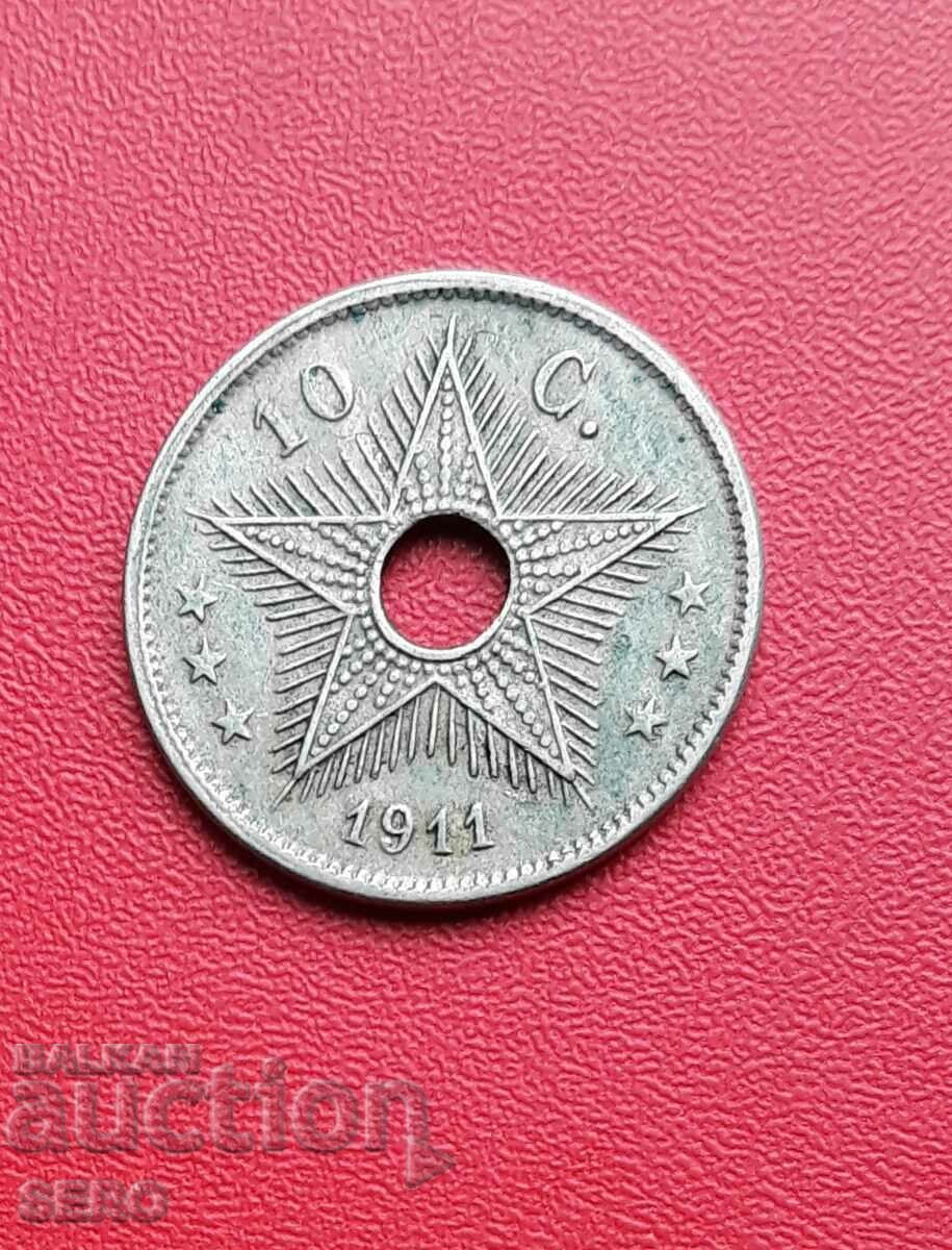 Congo Belgian - 10 cenți 1911
