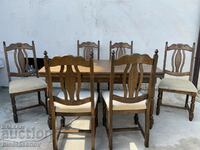 Set frumos de sufragerie masiv (masa + 6 scaune)