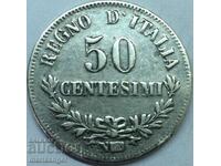50 Centesimi 1867 Italia N - Napoli Birmingham Argint