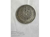 сребърна монета 5 марки Германия 1874 Лудвиг Bayern сребро