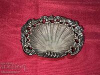 Silver plated saucer with markings