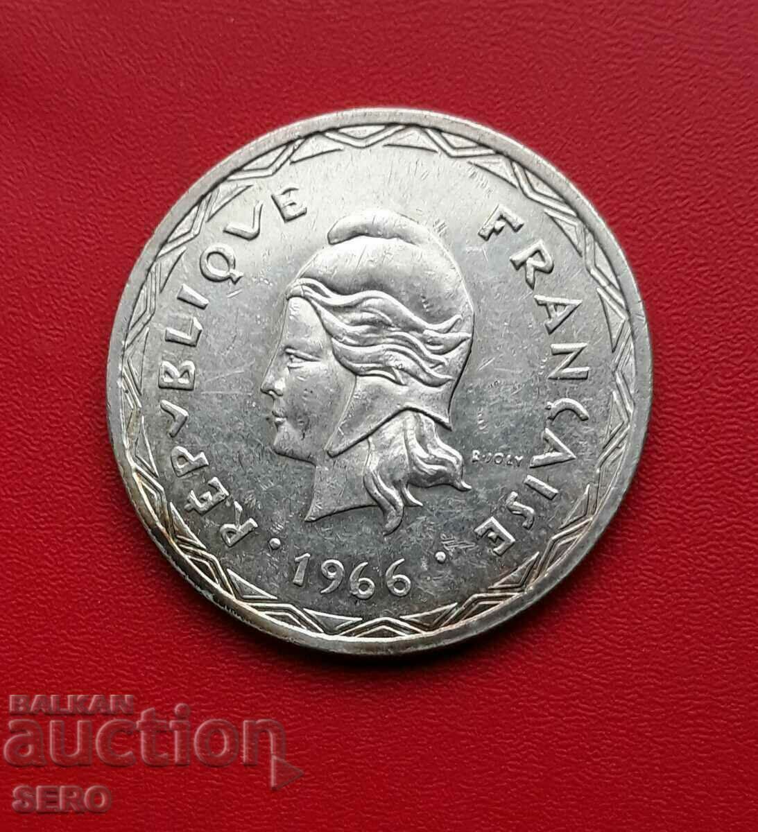 French New Hebrides-100 francs 1966-silver and rare