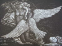 Leda and the Swan Graphic Engraving Bookplate Erotic