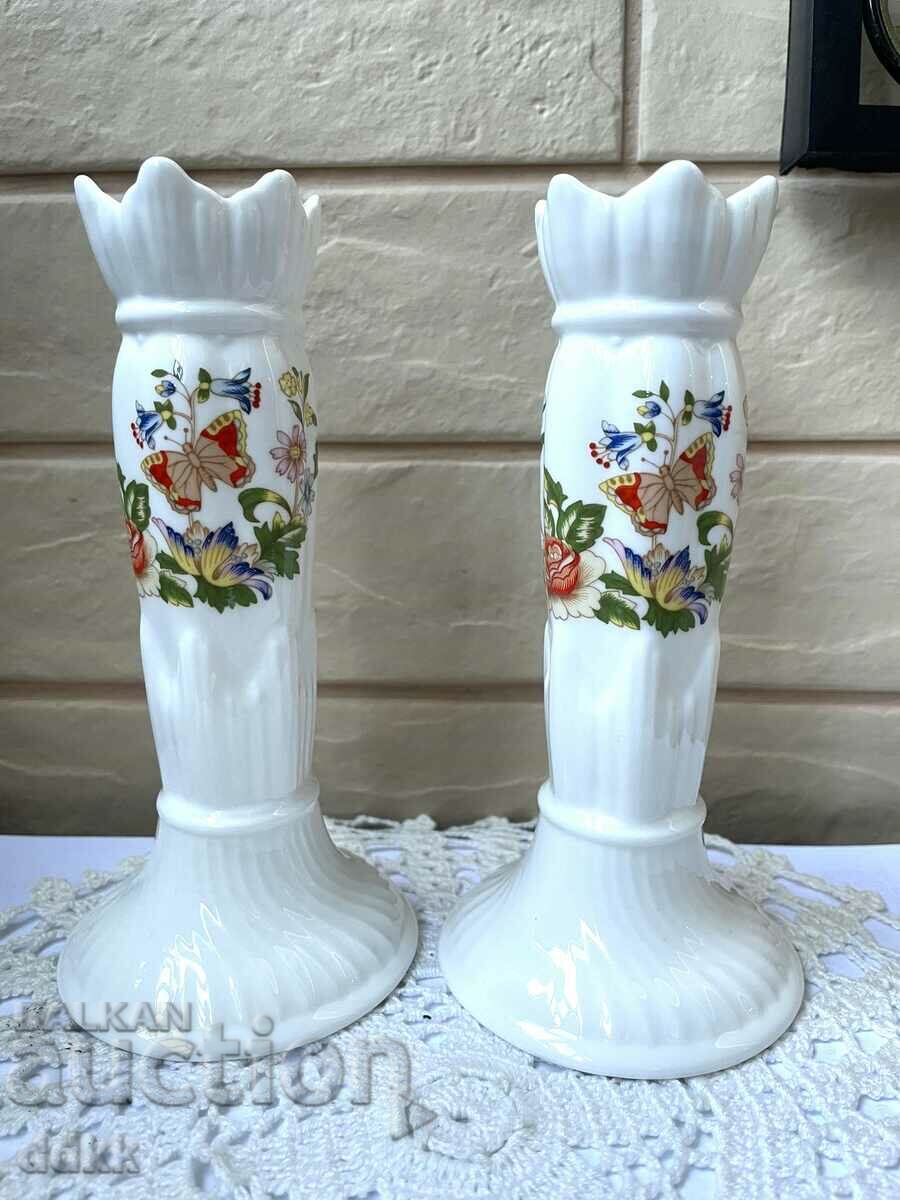 AYNSLEY beautiful candle holder with butterflies and flowers from England