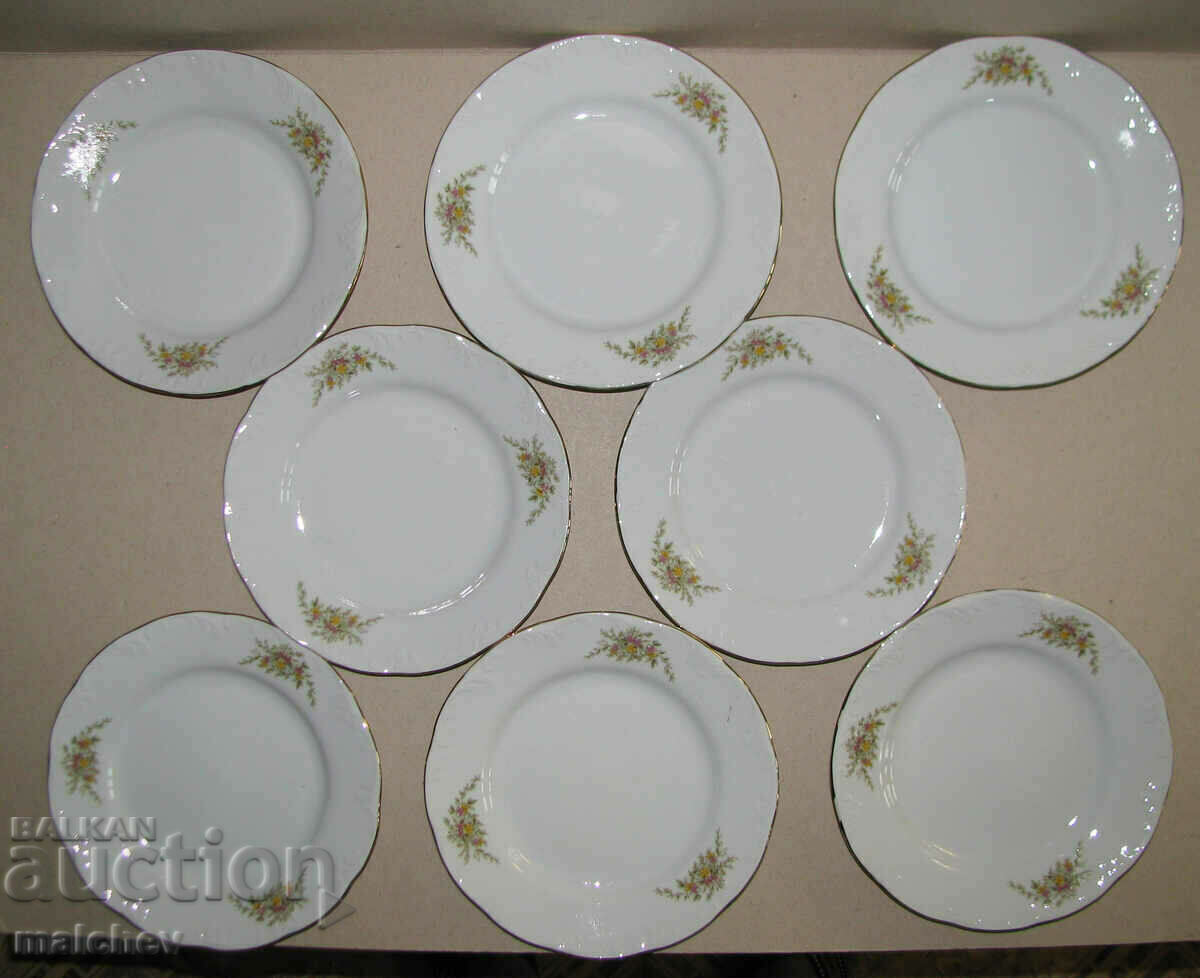 Lot of 8 porcelain dessert plates 19 cm Thyme Razgrad, new