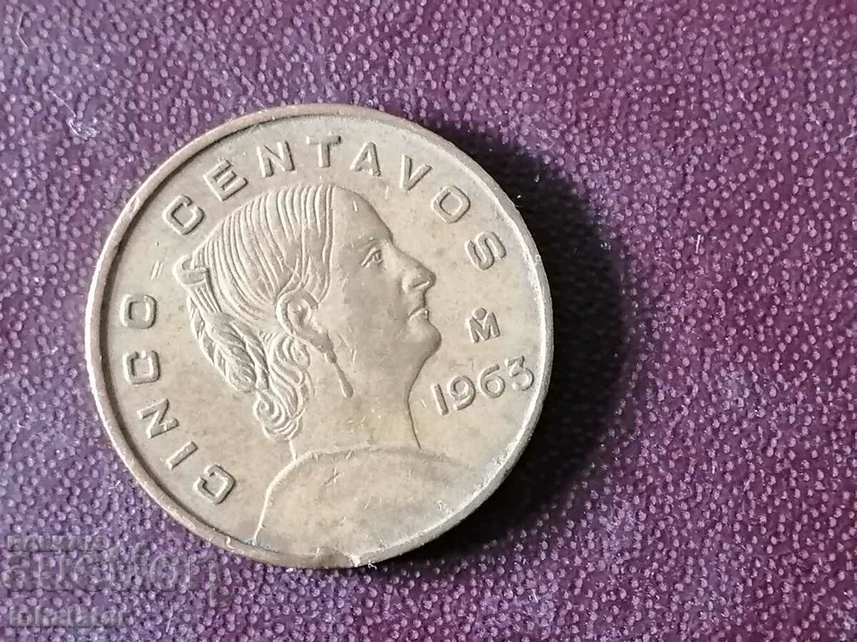 1963 5 centavos Mexic