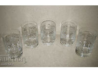 Lot of 5 9cm Crystal Brandy Glasses Hand Engraved 1980's New