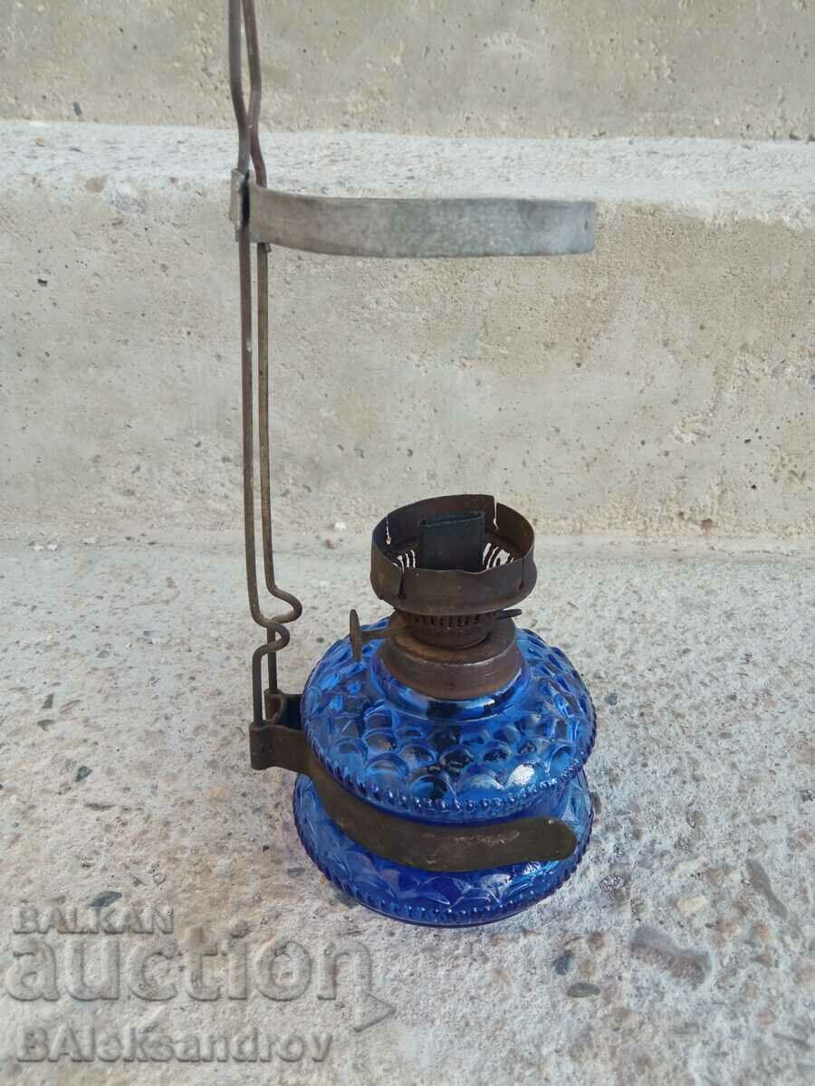 Licitație Lampa cu gaz, sticla albastra rara