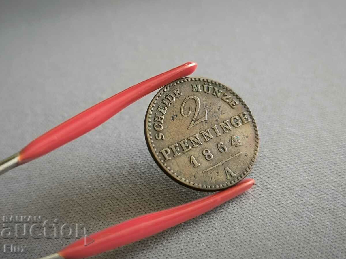 Coin - Germany-Prussia - 2 pfennig | 1864; Series A with price 28.00 BGN | € 14.32 Coin - Germany-Prussia - 2 pfennig | 1864; Series A with price 28.00 BGN | € 14.32
