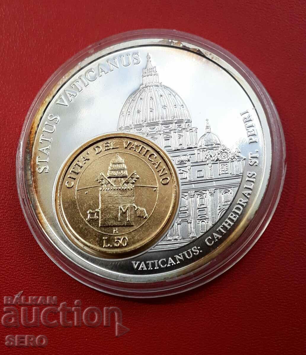 Vatican-medal with coin 50 lira 2000-rare