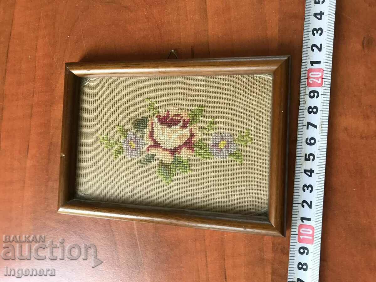 TAPESTRY SEWED PANEL WOODEN FRAME ANTIQUE with price 11.00 BGN | € 5.62