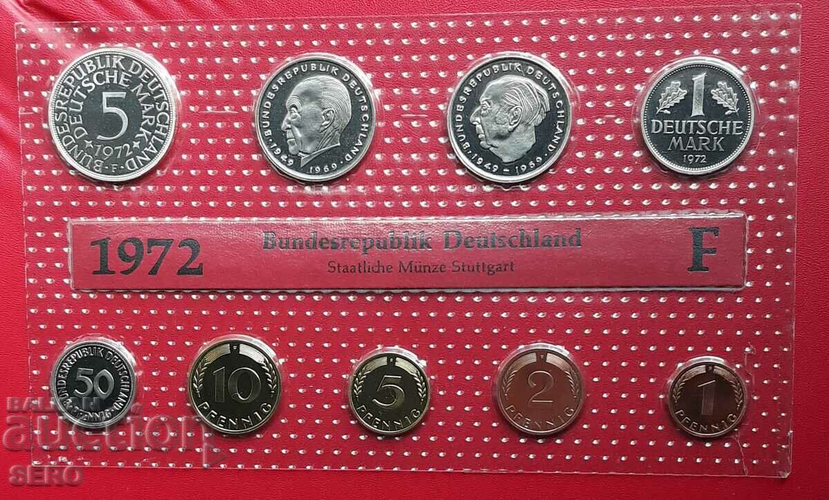 Germania-SET 1972 de 9 monede/5 mărci de argint/