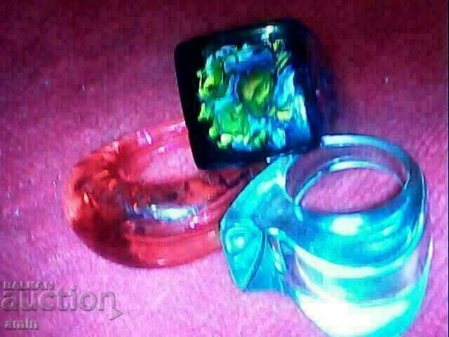 4 бр пръстени от стеклани мурано - 5 4 бр пръстени от стеклани мурано - 5