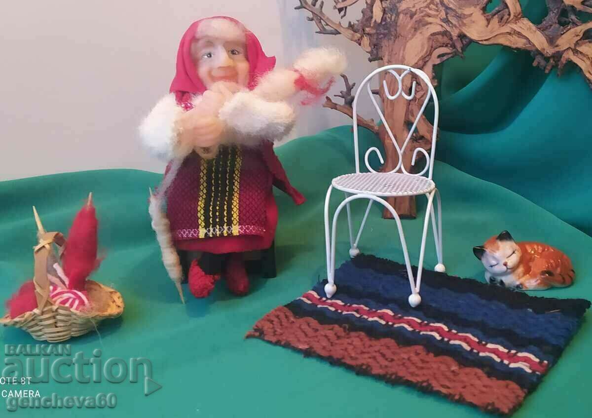 Χειροποίητη κούκλα γιαγιάς, πορσελάνινο γατάκι - 5 Χειροποίητη κούκλα γιαγιάς, πορσελάνινο γατάκι - 5