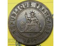 Indochina franceză 1 cent 1892 9,9 g 31 mm bronz
