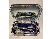 Vintage sewing kit in a box